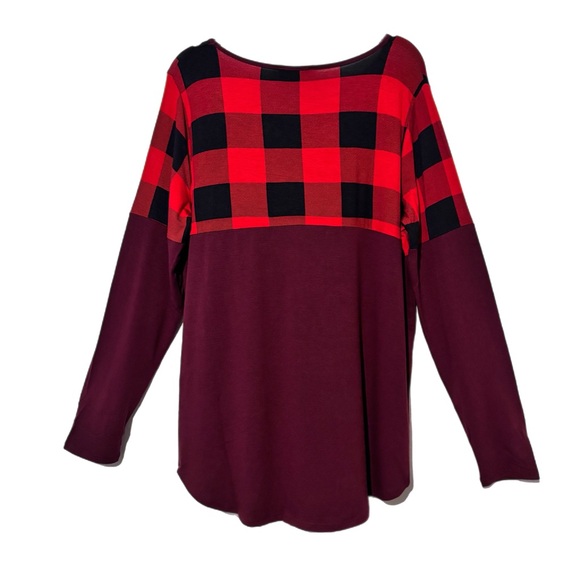 Zenana Outfitters Red and Black Plaid Blouse NWOT - Picture 3 of 8